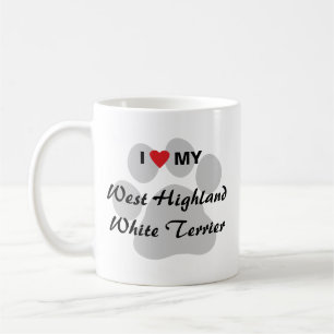 I Liebe (Herz) Westie Pawprint Tasse