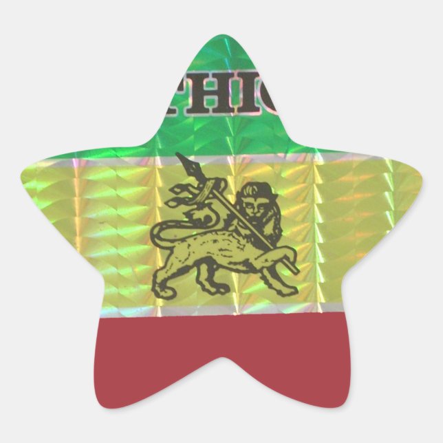 I Liebe Herzäthiopien: Flag Art Motif Stern-Aufkleber (Vorderseite)