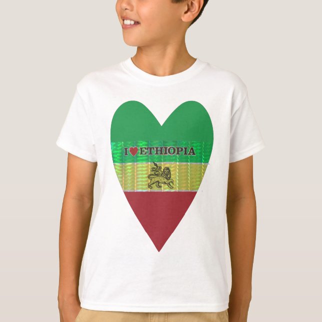 I Liebe Herzäthiopien: Flag Art Motif T-Shirt (Vorderseite)