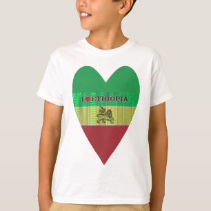 I Liebe Herzäthiopien: Flag Art Motif T-Shirt