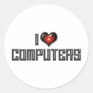 I Liebe Herzcomputer - Elektronik Lover Runder Aufkleber