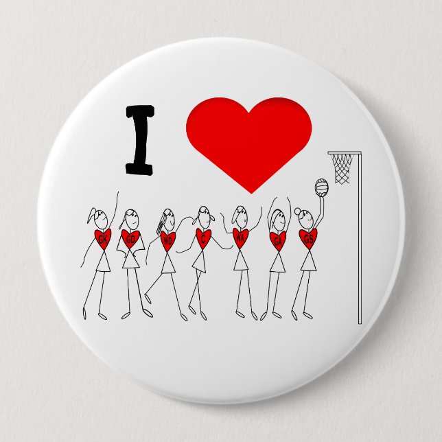 I Liebe-HerzNetball Button (Vorderseite)
