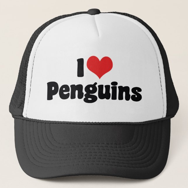 I Liebe Herzpinguine - Pinguin Lover Truckerkappe (Vorderseite)