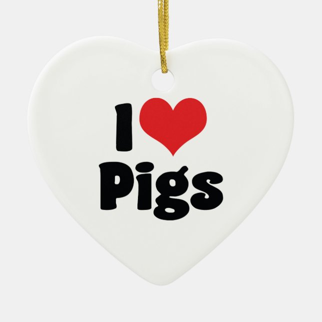 I Liebe Herzschweine Keramikornament (Vorne)