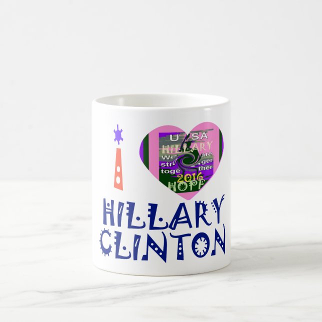 I Liebe Hillary Clinton für US-Präsident Heart Kaffeetasse (Mittel)