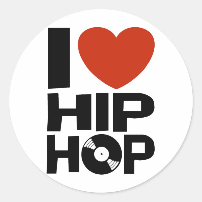 I Liebe Hip Hop Runder Aufkleber (Vorderseite)