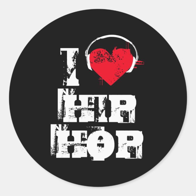 I Liebe hip hop Runder Aufkleber (Vorderseite)