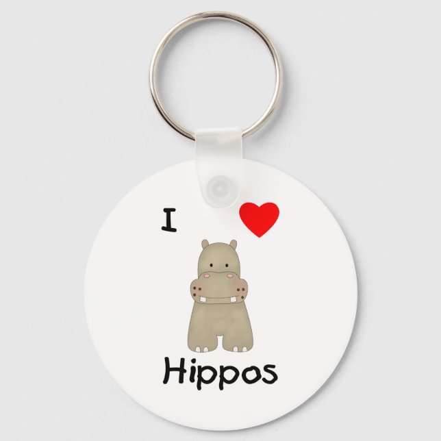 I Liebe Hippos (3) Schlüsselanhänger (Vorderseite)