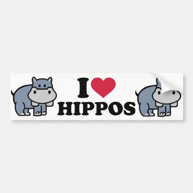 I Liebe Hippos Autoaufkleber (Vorne)