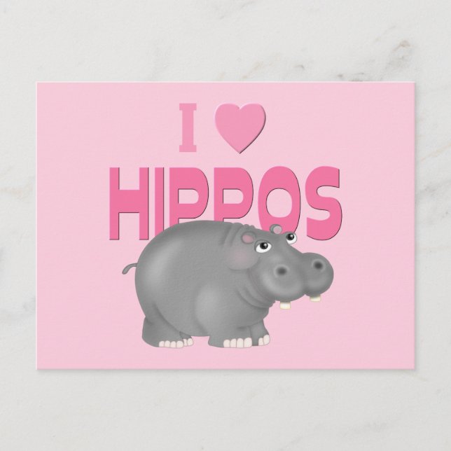 I Liebe Hippos Postkarte (Vorderseite)