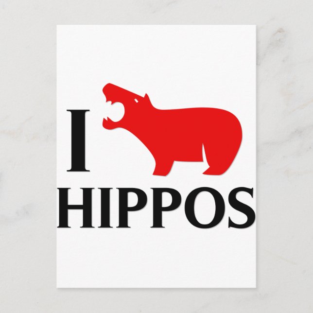 I Liebe Hippos Postkarte (Vorderseite)