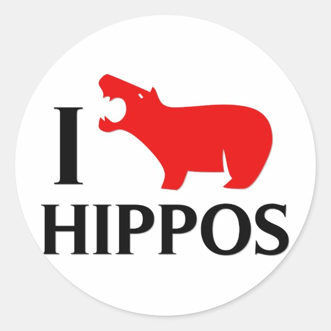 I Liebe Hippos Runder Aufkleber (Vorderseite)