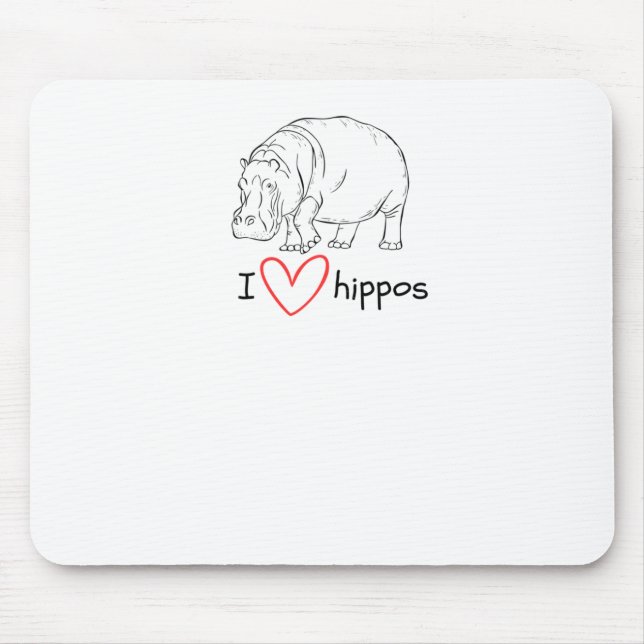 I Liebe Hippos - Wild Life S Aufkleber Mousepad (Vorne)