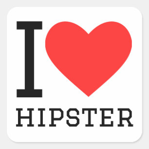I LIEBE HIPSTER QUADRATISCHER AUFKLEBER