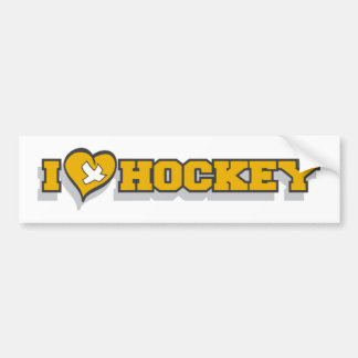 I Liebe Hockey Autoaufkleber (Gold)