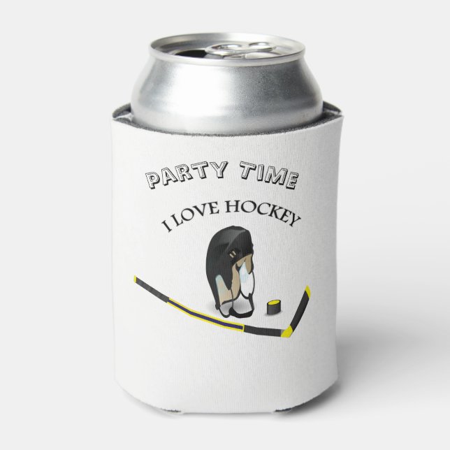 I Liebe Hockey Custom Design mit Stock und Helm Dosenkühler (Kanne Vorderseite)