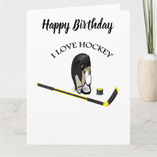 I Liebe Hockey Custom Design mit Stock und Helm Karte