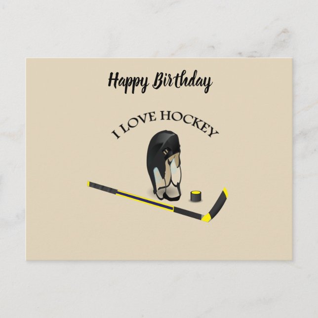 I Liebe Hockey Custom Design mit Stock und Helm Postkarte (Vorderseite)