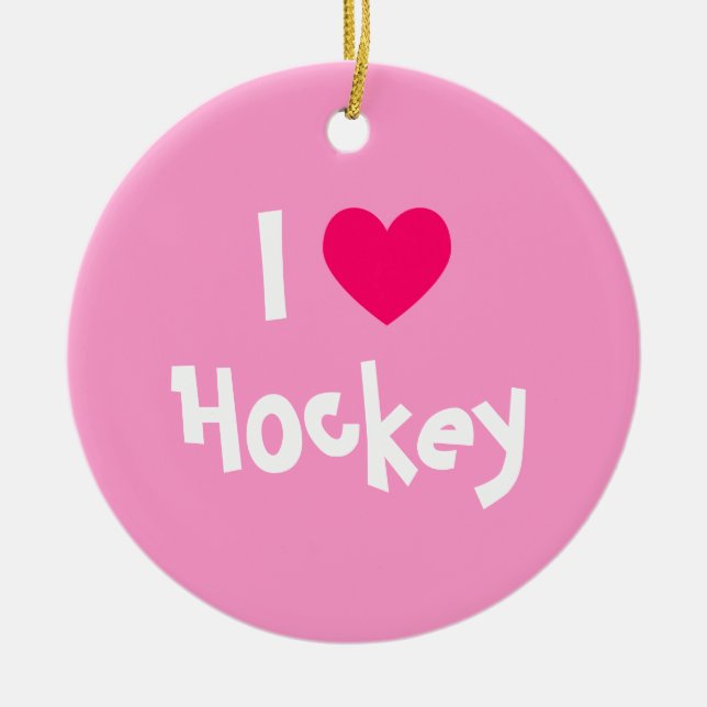 I Liebe Hockey Keramik Ornament (Vorne)