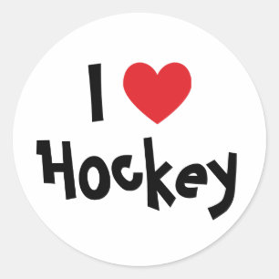 I Liebe Hockey Runder Aufkleber