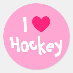 I Liebe Hockey Runder Aufkleber