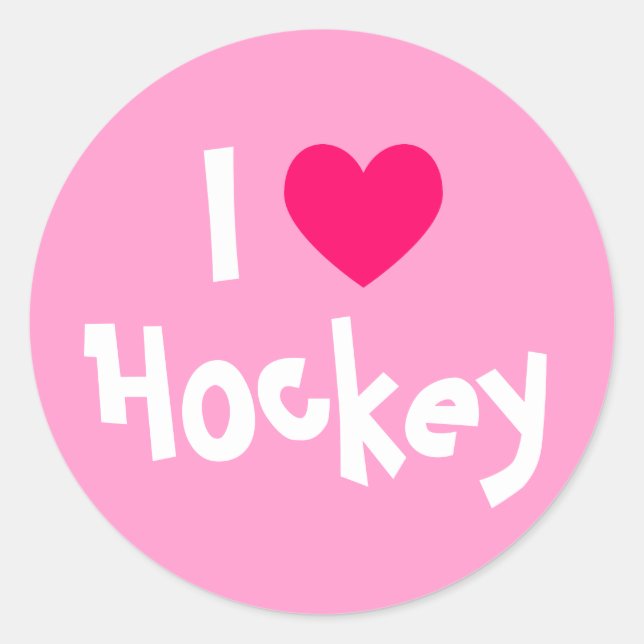 I Liebe Hockey Runder Aufkleber (Vorderseite)