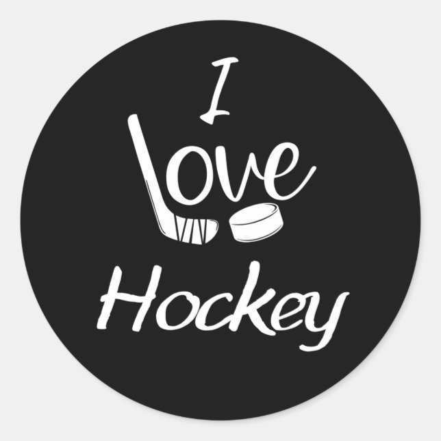 I Liebe Hockey Runder Aufkleber (Vorderseite)