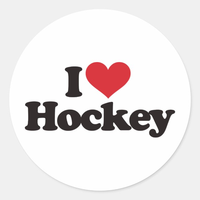 I Liebe Hockey Runder Aufkleber (Vorderseite)