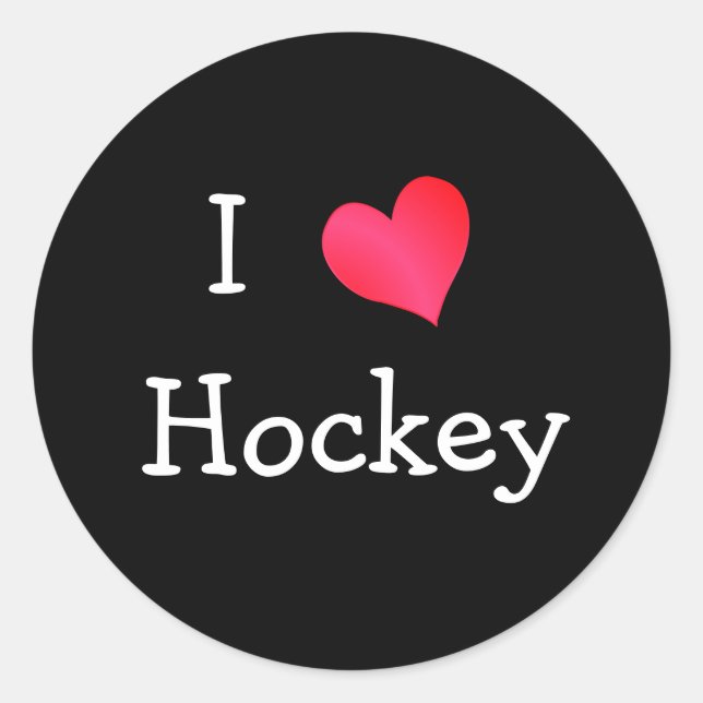 I Liebe Hockey Runder Aufkleber (Vorderseite)