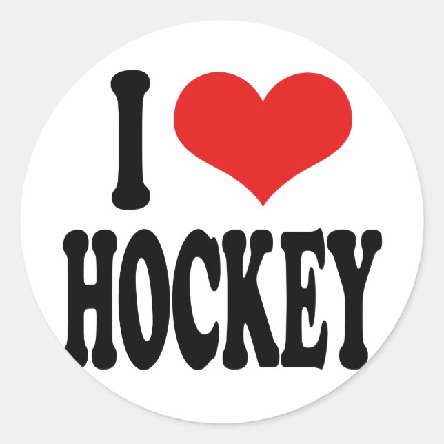 I Liebe Hockey Runder Aufkleber (Vorderseite)