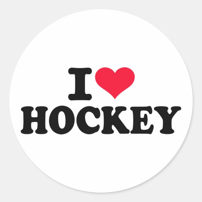 I Liebe Hockey Runder Aufkleber (Vorderseite)