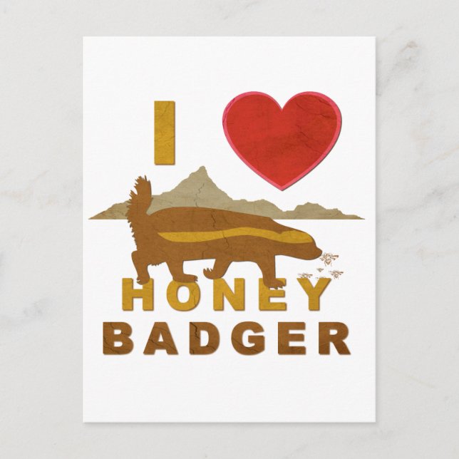 I LIEBE HONEY BADGER POSTKARTE (Vorderseite)
