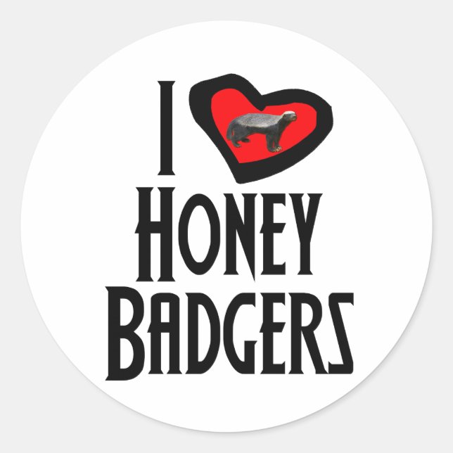 I Liebe Honey Badgers Runder Aufkleber (Vorderseite)