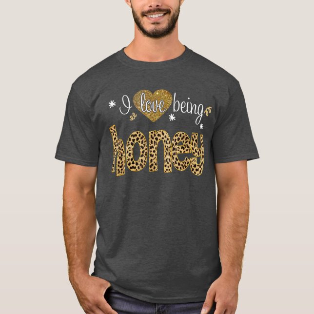 I Liebe Honey Leopard karierte Weihnachtsgeschenk T-Shirt (Vorderseite)