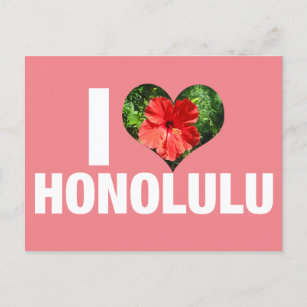 I Liebe Honolulu Hawaii Hibiskus Blume Urlaub Postkarte