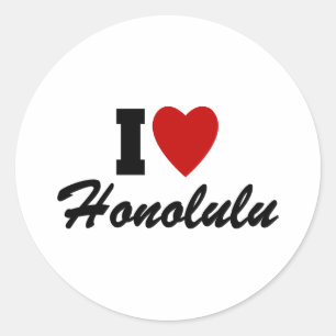 I Liebe Honolulu Runder Aufkleber