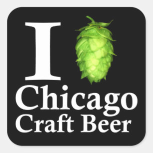 I Liebe (Hopfen) Chicago Craft Beer Quadratischer Aufkleber