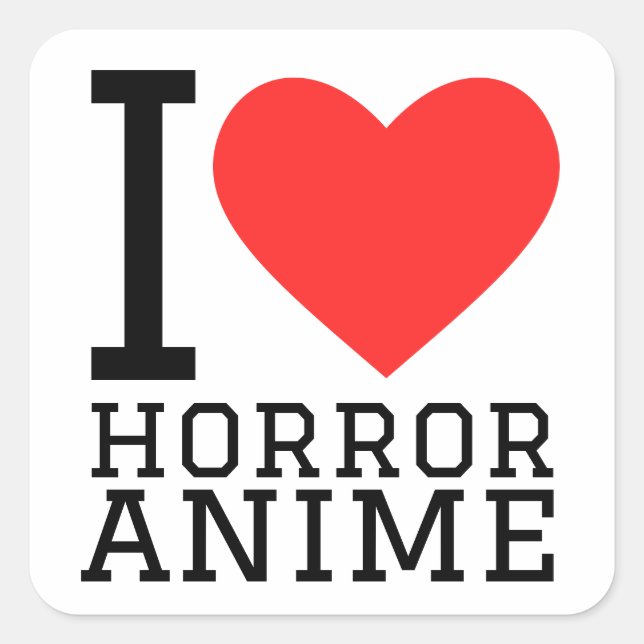 I Liebe Horror Animation Quadratischer Aufkleber (Vorderseite)