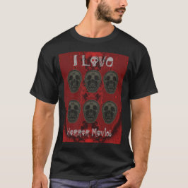 I Liebe-Horror-Filme - Rot und Grau T-Shirt