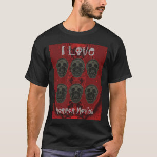 I Liebe-Horror-Filme - Rot und Grau T-Shirt
