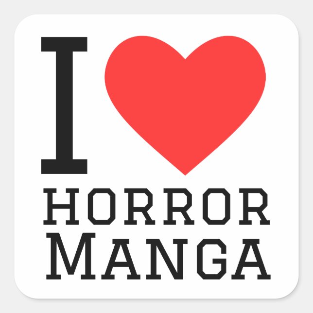 I Liebe Horror Manga Quadratischer Aufkleber (Vorderseite)