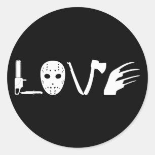 I Liebe Horror Movie Beängstigend Runder Aufkleber