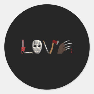I Liebe Horror Movie Beängstigend Runder Aufkleber