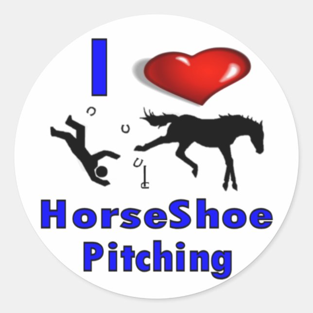 I Liebe HorseShoe Pitching Runder Aufkleber (Vorderseite)