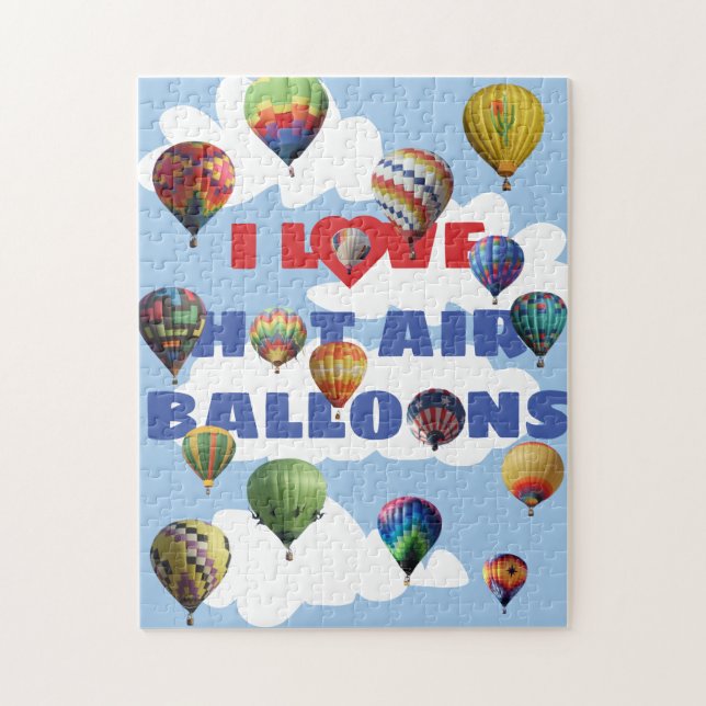 I Liebe Hot Air Balloons Mehrfarbig Sky Wolken Puzzle (Vertikal)