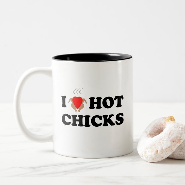 I Liebe Hot Chicks | Büro Humor Kaffee Tasse (Mit Donut)