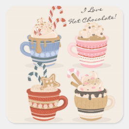 I Liebe Hot Chocolate Scrapbooking & Journal Quadratischer Aufkleber