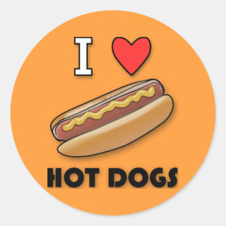 I Liebe Hot Dogs Runder Aufkleber