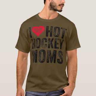 I Liebe Hot Hockey Mamas Herz Funny Vintag Distort T-Shirt