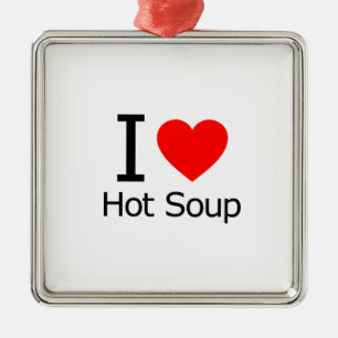 I Liebe Hot Soup Silbernes Ornament